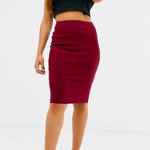 ASOS DESIGN Petite high waisted pencil skirt red
